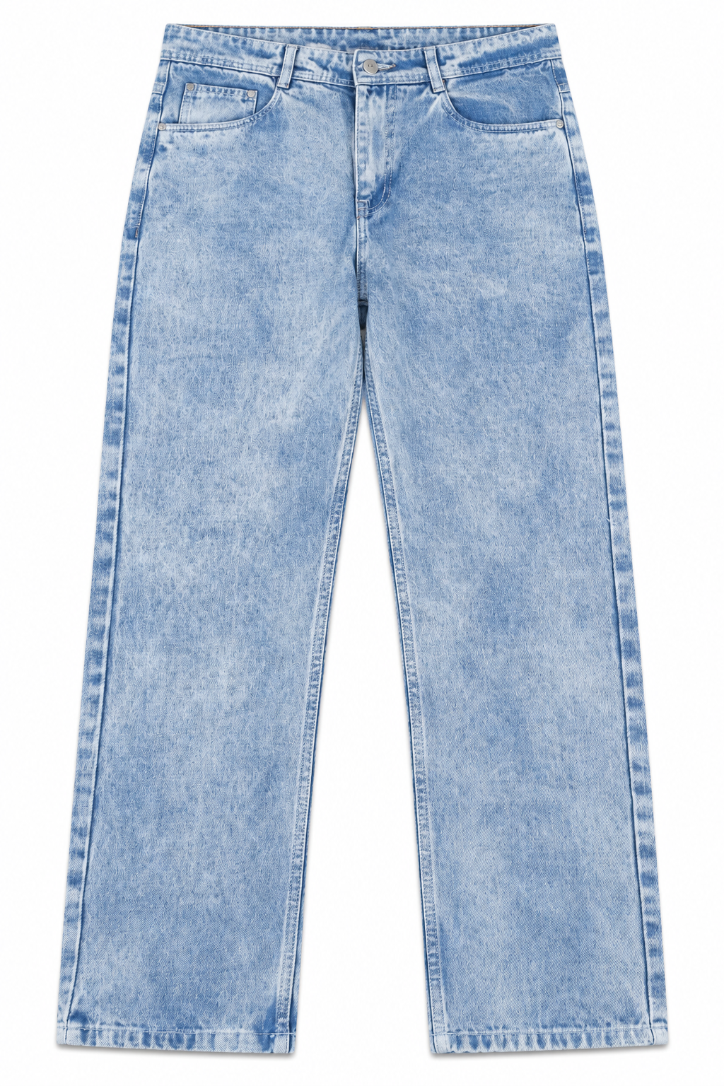 Light Blue Acid Wash Jeans Flat Lay