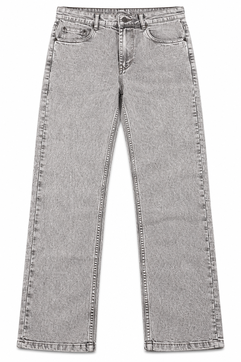 Stonewashed Grey Jeans Flat Lay