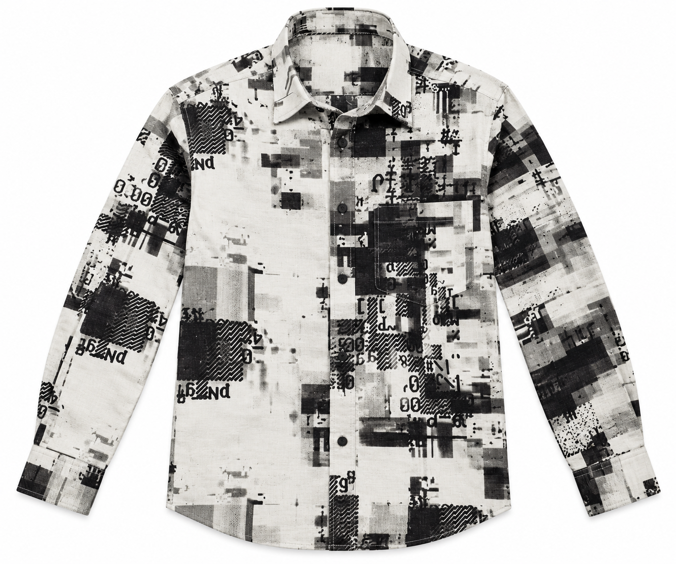 Monochrome Glitch Print Shirt
