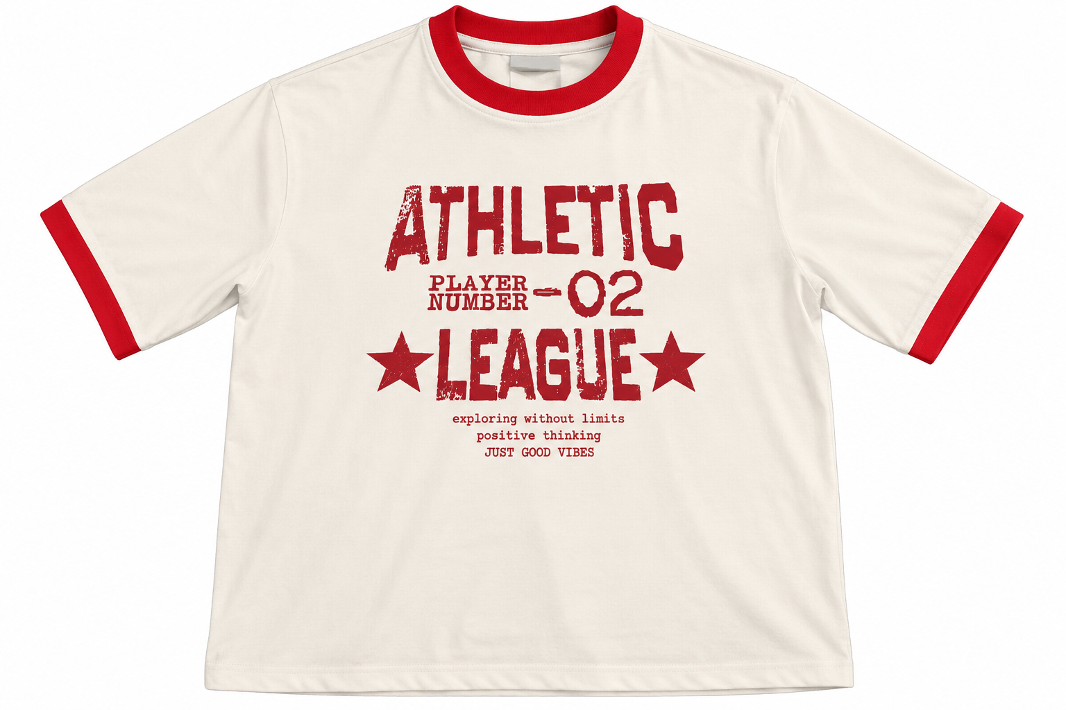 Distressed Red Ringer Tee Mockup