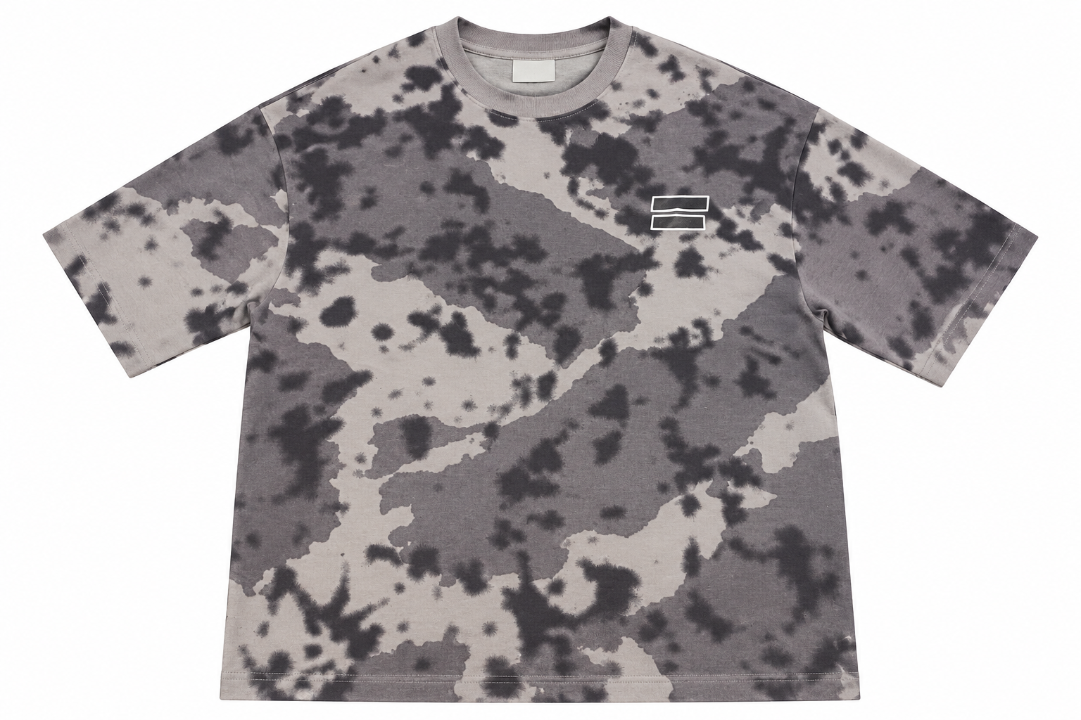 Grey Charcoal Camo T Shirt with Geometric Logo